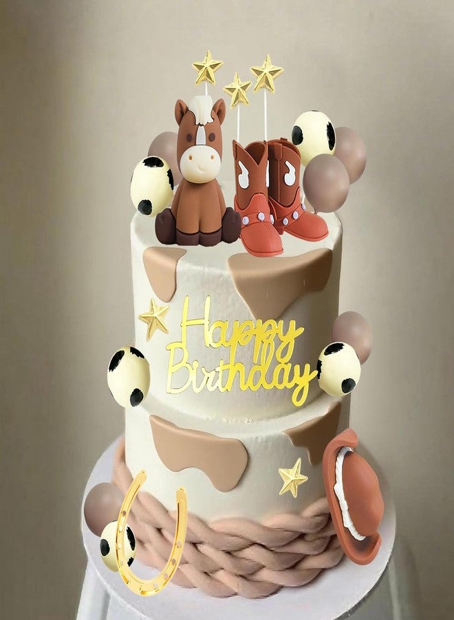 Tyotrbs 21Pcs Cowboy Cake Toppers Cowboy Hat and Boot Horse Cake decorations Western Cowboy Cowgirl Birthday Baby Shower for Western Theme Party Favors Supplies - Image 4